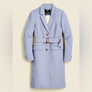 J.Crew Belted Lady Day Topcoat in Italian Double-Cloth Wool in Beachside Blue 00